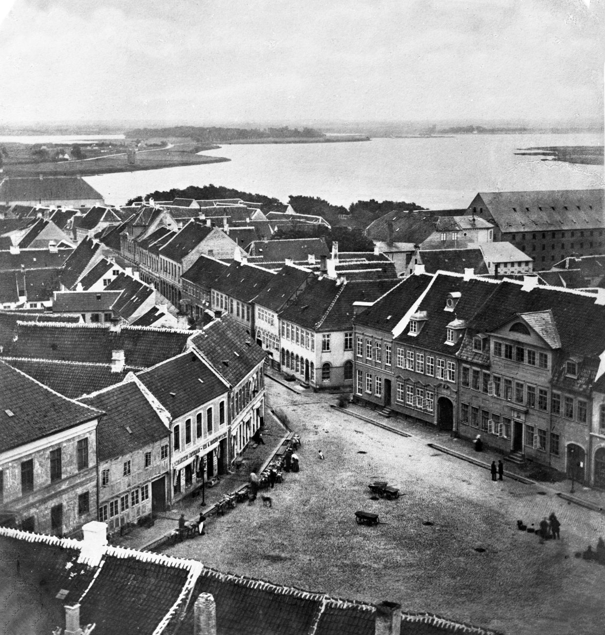 Nakskov set fra kirkens tårn ca. 1870